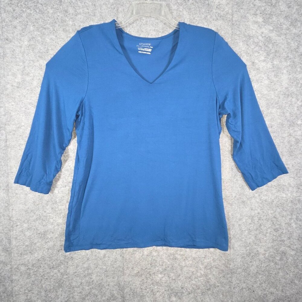 Chico's the ultimate tee Long Sleeve Pullover Blue Women's Size L Casual Coastal